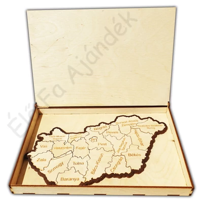 Magyarország fa puzzle gravírozott fa ajándék
