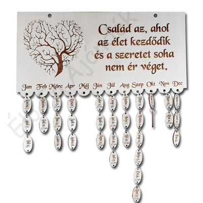 Fa öröknaptár családi ünnepek Tábla -EME-